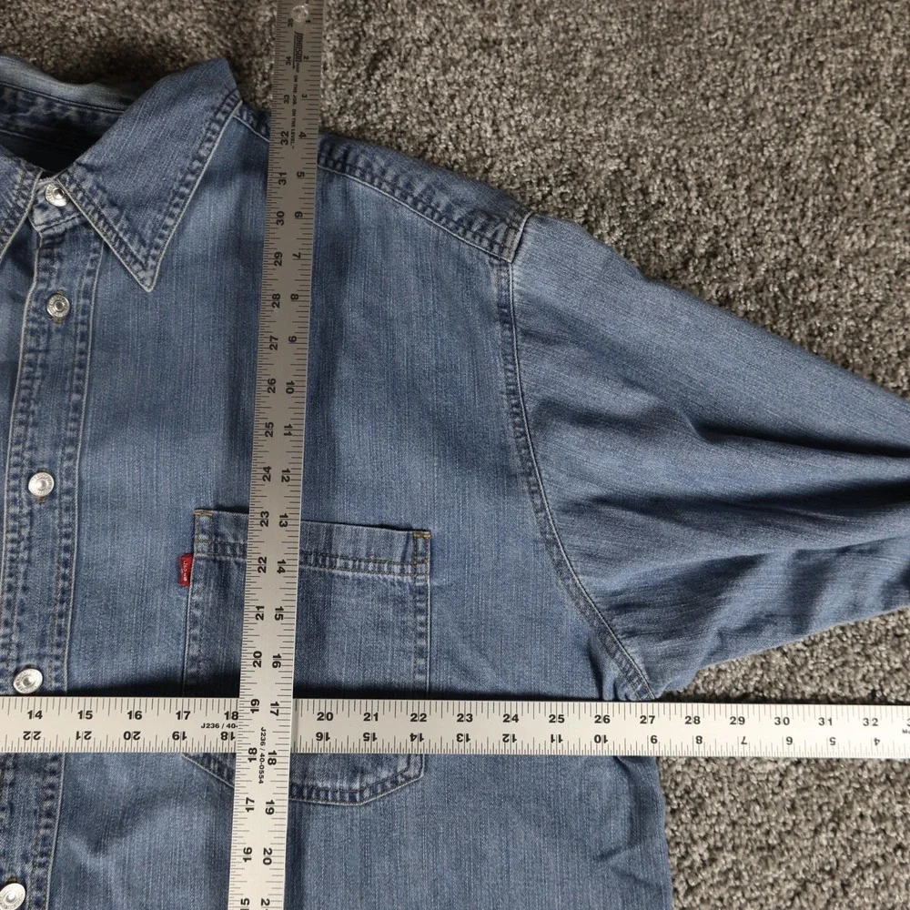 Vintage 2003 Levi's Denim Shirt Men's XXL Light Wash Red Tab Y2K